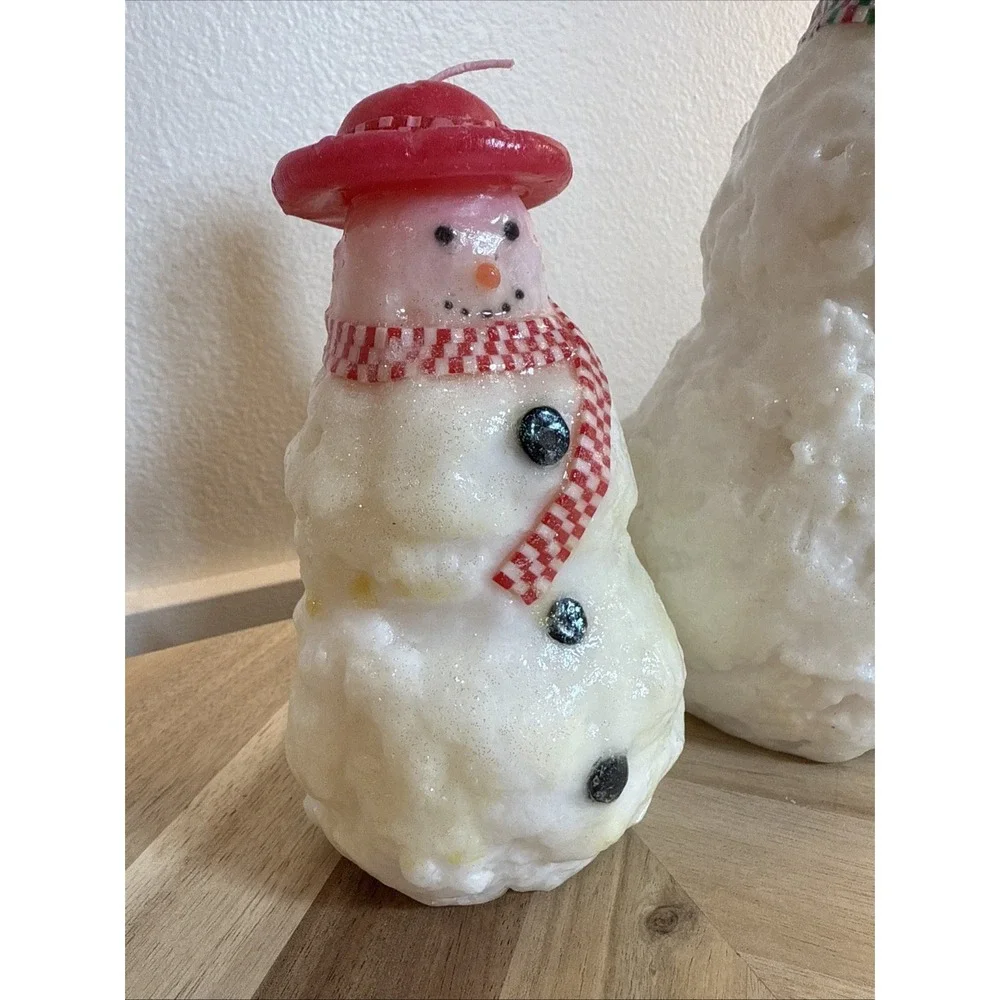 Pair Of VTG 50/60s Snowman Candles XMAS Decor‎ Cottage Core Scandi Unused CUTE
